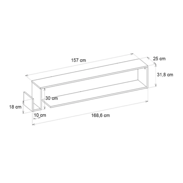 Έπιπλο τηλεόρασης επιτοίχιο Regnar Megapap χρώμα λευκό 168,6x25x31,8εκ.
