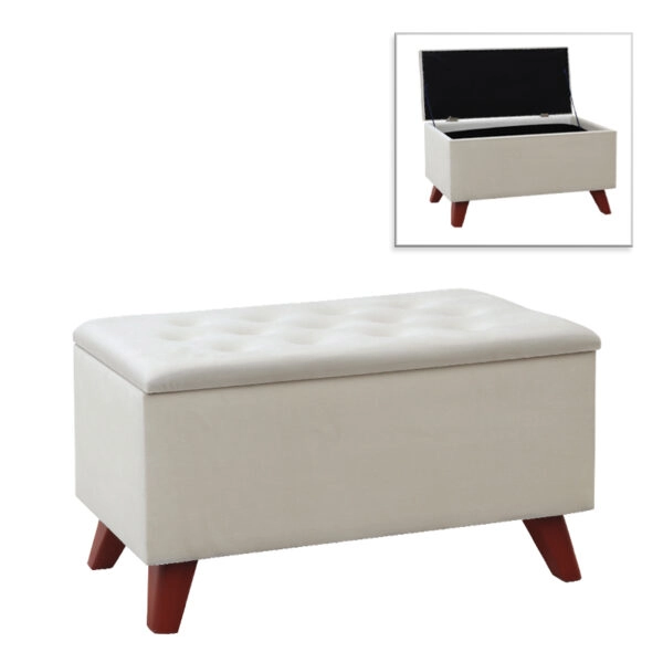 Σκαμπώ - Ταμπουρέ Lotus Megapap βελούδινο χρώμα μπεζ 90x40x50εκ.