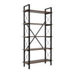 Βιβλιοθήκη Elysian Megapap χρώμα καρυδί - μαύρο 90x33,5x180εκ.