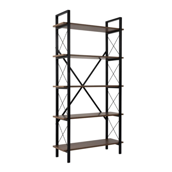 Βιβλιοθήκη Elysian Megapap χρώμα καρυδί - μαύρο 90x33,5x180εκ.