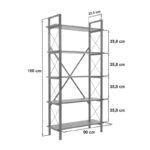 Βιβλιοθήκη Elysian Megapap χρώμα καρυδί - μαύρο 90x33,5x180εκ.
