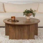 Τραπεζάκι σαλονιού σετ 2 τμχ Moira Megapap χρώμα καρυδί Ø90x41εκ.
