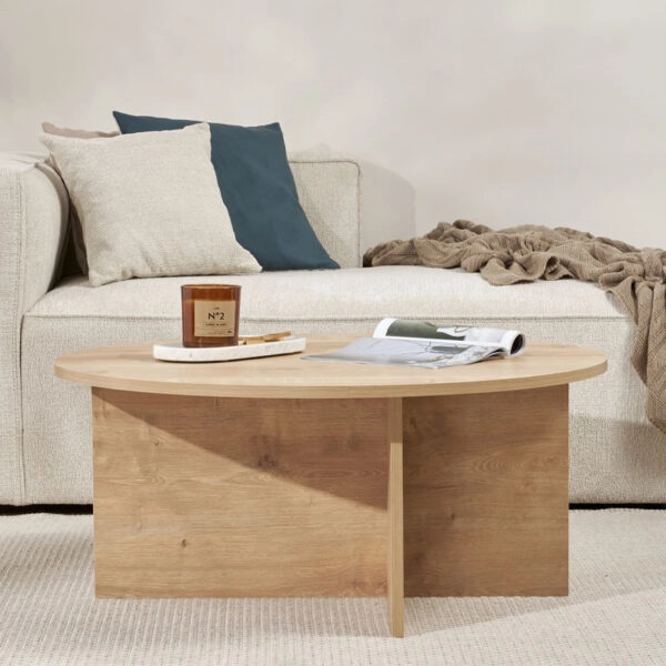 Τραπεζάκι σαλονιού Soleil Megapap χρώμα sapphire oak Ø90x40εκ.