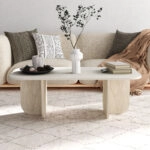 Τραπεζάκι σαλονιού Becaj Megapap χρώμα sandstone - travertine 120x60x41,4εκ.