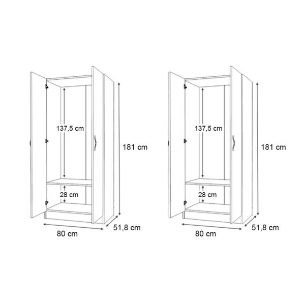 Ντουλάπα ρούχων Vivian Megapap τετράφυλλη χρώμα καρυδί 160x51,8x181εκ.