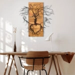 ΔΙΑΚΟΣΜΗΤΙΚΟ ΤΟΙΧΟΥ FACES HM4807-ΦΥΛΛΑ ΜΕΤΑΛΛΟΥ ΜΑΥΡΑ-ΞΥΛΟ 60x3(βάθος)x57,5Υεκ.