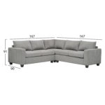 ΓΩΝΙΑΚΟΣ ΚΑΝΑΠΕΣ CALDER HM3286.01 ΓΚΡΙ ΥΦΑΣΜΑ 254x90x91Υεκ.