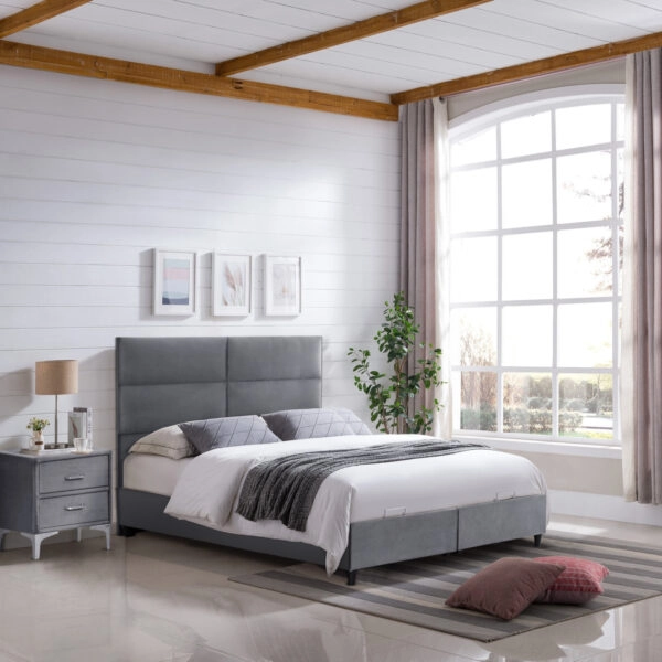 ΚΡΕΒΑΤΙ MILO ΜΕ ΑΠΟΘ.ΧΩΡΟ HM738.10 ΓΚΡΙ ΒΕΛΟΥΔΟ-- ΓΙΑ ΣΤΡΩΜΑ 140x200εκ