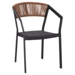 ΠΟΛΥΘΡΟΝΑ ΑΛΟΥΜΙΝΙΟΥ HM5891.01 ΑΝΘΡΑΚΙ ΣΚΕΛΕΤΟΣ&TEXTLINE-ΜΠΕΖ RATTAN 56x60x81,5Υ εκ.