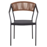 ΠΟΛΥΘΡΟΝΑ ΑΛΟΥΜΙΝΙΟΥ HM5891.01 ΑΝΘΡΑΚΙ ΣΚΕΛΕΤΟΣ&TEXTLINE-ΜΠΕΖ RATTAN 56x60x81,5Υ εκ.