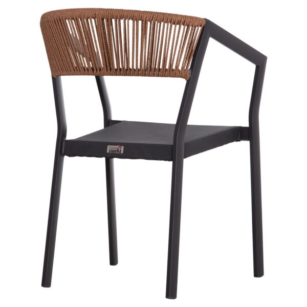 ΠΟΛΥΘΡΟΝΑ ΑΛΟΥΜΙΝΙΟΥ HM5891.01 ΑΝΘΡΑΚΙ ΣΚΕΛΕΤΟΣ&TEXTLINE-ΜΠΕΖ RATTAN 56x60x81,5Υ εκ.