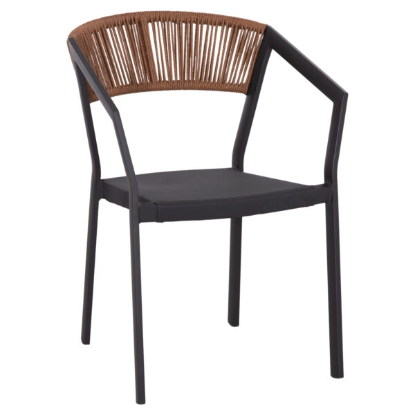 ΠΟΛΥΘΡΟΝΑ ΑΛΟΥΜΙΝΙΟΥ HM5891.01 ΑΝΘΡΑΚΙ ΣΚΕΛΕΤΟΣ&TEXTLINE-ΜΠΕΖ RATTAN 56x60x81,5Υ εκ.