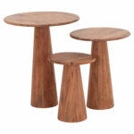 ΣΕΤ 3 ΣΤΡΟΓΓΥΛΑ ΤΡΑΠΕΖΑΚΙΑ ΣΑΛΟΝΙΟΥ DRENT HM18349 ΞΥΛΟ ΑΚΑΚΙΑΣ Φ50x60Υεκ