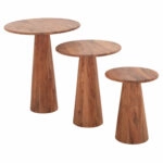 ΣΕΤ 3 ΣΤΡΟΓΓΥΛΑ ΤΡΑΠΕΖΑΚΙΑ ΣΑΛΟΝΙΟΥ DRENT HM18349 ΞΥΛΟ ΑΚΑΚΙΑΣ Φ50x60Υεκ