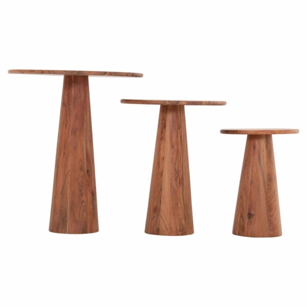 ΣΕΤ 3 ΣΤΡΟΓΓΥΛΑ ΤΡΑΠΕΖΑΚΙΑ ΣΑΛΟΝΙΟΥ DRENT HM18349 ΞΥΛΟ ΑΚΑΚΙΑΣ Φ50x60Υεκ