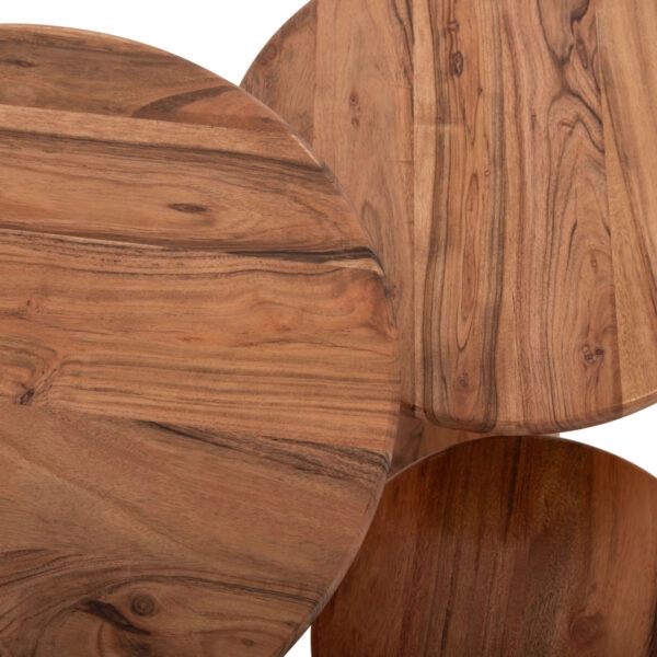 ΣΕΤ 3 ΣΤΡΟΓΓΥΛΑ ΤΡΑΠΕΖΑΚΙΑ ΣΑΛΟΝΙΟΥ DRENT HM18349 ΞΥΛΟ ΑΚΑΚΙΑΣ Φ50x60Υεκ