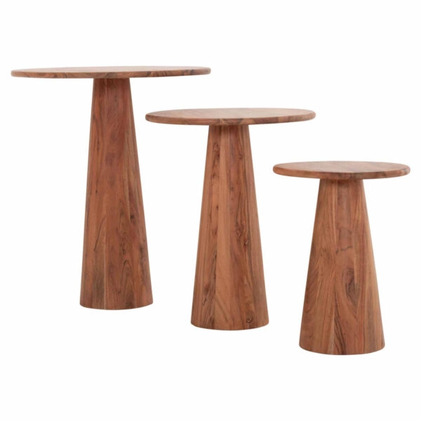 ΣΕΤ 3 ΣΤΡΟΓΓΥΛΑ ΤΡΑΠΕΖΑΚΙΑ ΣΑΛΟΝΙΟΥ DRENT HM18349 ΞΥΛΟ ΑΚΑΚΙΑΣ Φ50x60Υεκ