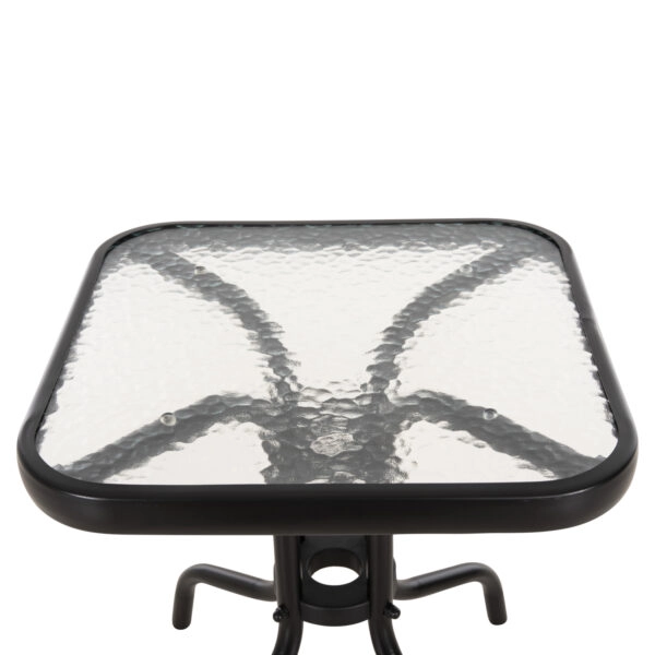 ΤΡΑΠΕΖΙ ΒΟΗΘΗΤΙΚΟ FIGO HM6067.03 ΜΕΤΑΛΛΙΚΟ ΜΑΥΡΟ-ΓΥΑΛΙΝΗ ΕΠΙΦΑΝΕΙΑ 45x45x50Yεκ