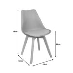 Καρέκλα Gaston  PP-PU μπλε απόχρωση- φυσικό πόδι 43x51x75εκ