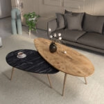 Τραπέζια σαλονιού Monty 2 τεμ σε φυσικη-μαύρου μαρμάρου απόχρωση