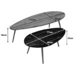 Τραπέζια σαλονιού Monty 2 τεμ σε φυσικη-μαύρου μαρμάρου απόχρωση