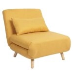 Πολυθρόνα Κρεβάτι ArteLibre VERA Κίτρινο Ύφασμα/Ξύλο 79x80x89cm