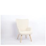 Πολυθρόνα ArteLibre LIRA Κρεμ Ύφασμα Κοτλέ/Ξύλο 94.5x64x70.5cm