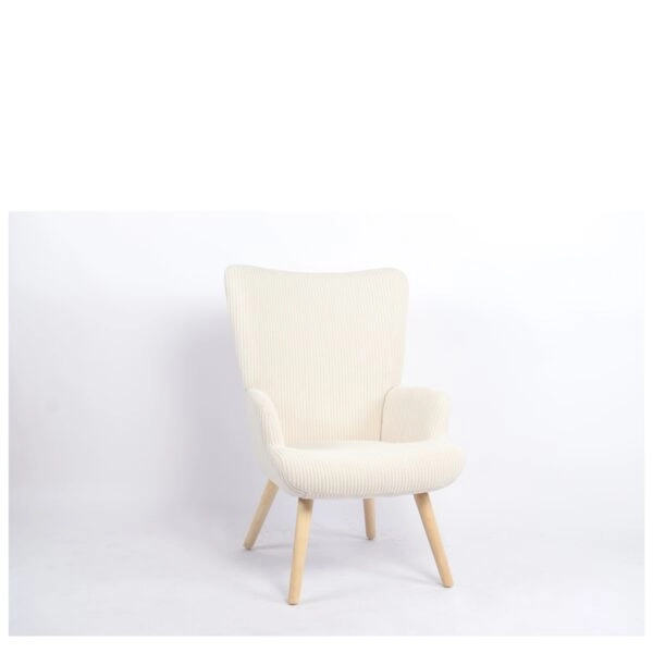 Πολυθρόνα ArteLibre LIRA Κρεμ Ύφασμα Κοτλέ/Ξύλο 94.5x64x70.5cm