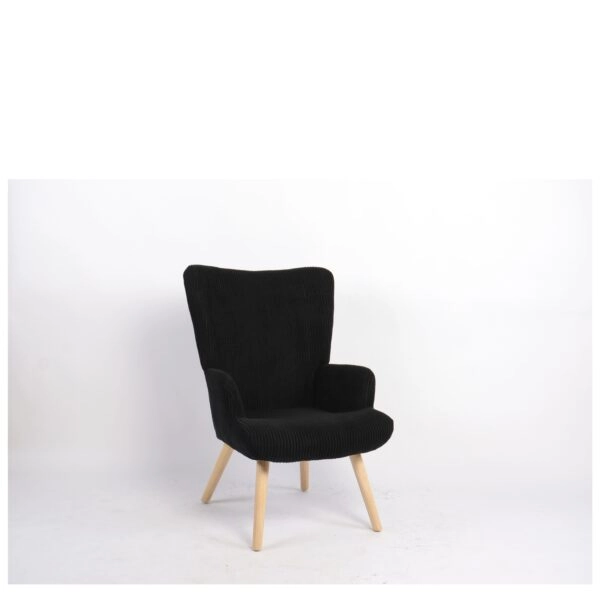 Πολυθρόνα ArteLibre LIRA Μαύρο Ύφασμα Κοτλέ/Ξύλο 94.5x64x70.5cm