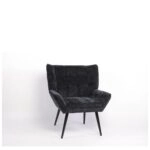 Πολυθρόνα ArteLibre TIVA Μαύρο Ύφασμα Σενίλ/Μέταλλο 84x78x77cm