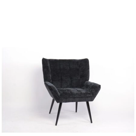 Πολυθρόνα ArteLibre TIVA Μαύρο Ύφασμα Σενίλ/Μέταλλο 84x78x77cm