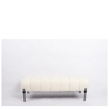 Παγκάκι Ottoman ArteLibre KUBO Λευκό Ύφασμα Teddy/Μέταλλο 40x116.5x50cm