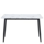 Τραπέζι Τραπεζαρίας ArteLibre IRWELL Λευκό Μάρμαρο/Μαύρο Μέταλλο/Μοριοσανίδα 120x80x75cm
