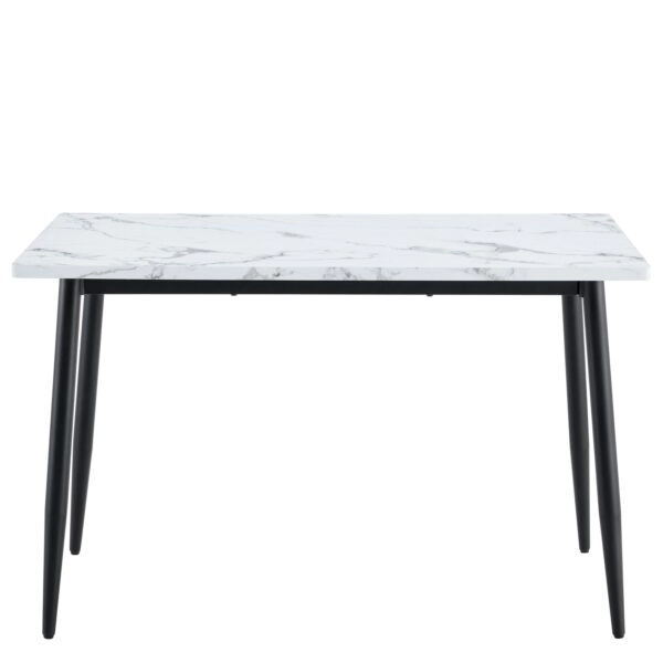 Τραπέζι Τραπεζαρίας ArteLibre IRWELL Λευκό Μάρμαρο/Μαύρο Μέταλλο/Μοριοσανίδα 120x80x75cm