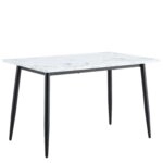 Τραπέζι Τραπεζαρίας ArteLibre IRWELL Λευκό Μάρμαρο/Μαύρο Μέταλλο/Μοριοσανίδα 120x80x75cm