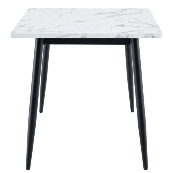 Τραπέζι Τραπεζαρίας ArteLibre IRWELL Λευκό Μάρμαρο/Μαύρο Μέταλλο/Μοριοσανίδα 120x80x75cm