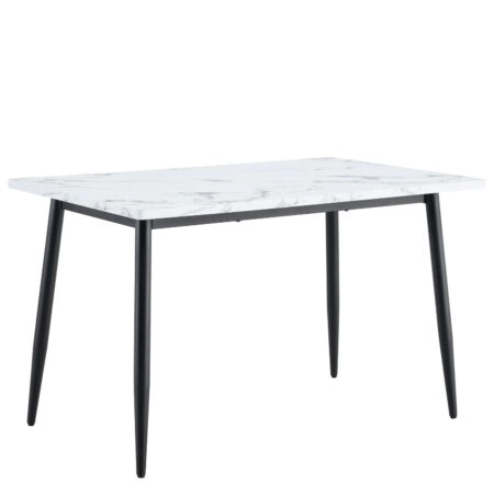 Τραπέζι Τραπεζαρίας ArteLibre IRWELL Λευκό Μάρμαρο/Μαύρο Μέταλλο/Μοριοσανίδα 120x80x75cm