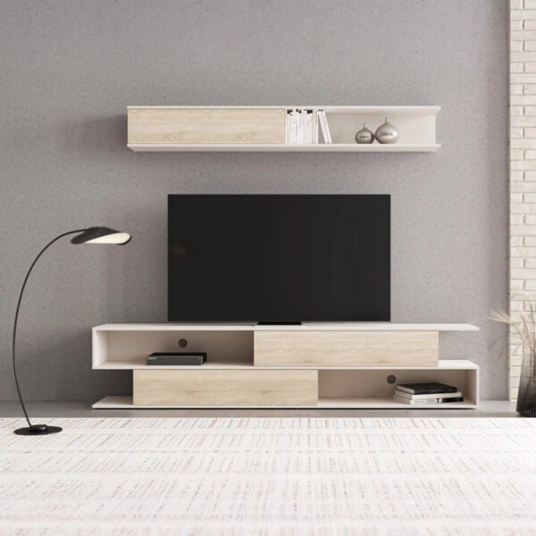 Σύνθετο σαλονιού Brick  σε sonoma oak-κρεμ απόχρωση 240x40x50.4εκ