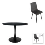 Τραπεζαρία Balou-Grato  σετ 5τεμ μαύρο Φ100x73εκ