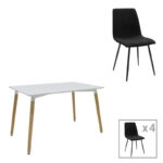 Τραπεζαρία Natali-Noor  σετ 5τεμ MDF γκρι-λευκό-πόδια φυσικό 120x80x76εκ