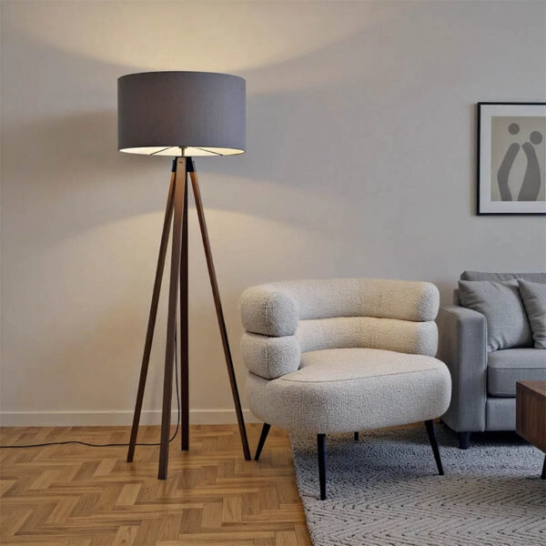 Φωτιστικό δαπέδου PWL-1059  Ε27 καρυδί-γκρι Φ38x140εκ