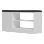 Παπουτσοθήκη-σκαμπό Deboule  8 ζευγών σε λευκή-μαύρη απόχρωση 90x30x46εκ