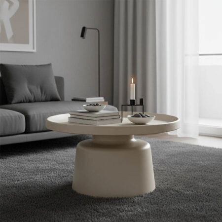 Τραπέζι σαλονιού Ginoze pakoworld μέταλλο σε λευκή απόχρωση Φ70x38εκ