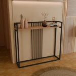 Κονσόλα Convida  oak με μαύρο μεταλλικό σκελετό 100x25x90εκ