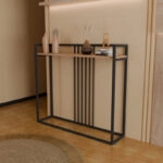 Κονσόλα Convida  oak με μαύρο μεταλλικό σκελετό 100x25x90εκ