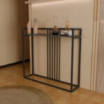 Κονσόλα Convida ανθρακί με μαύρο μεταλλικό σκελετό 100x25x90εκ