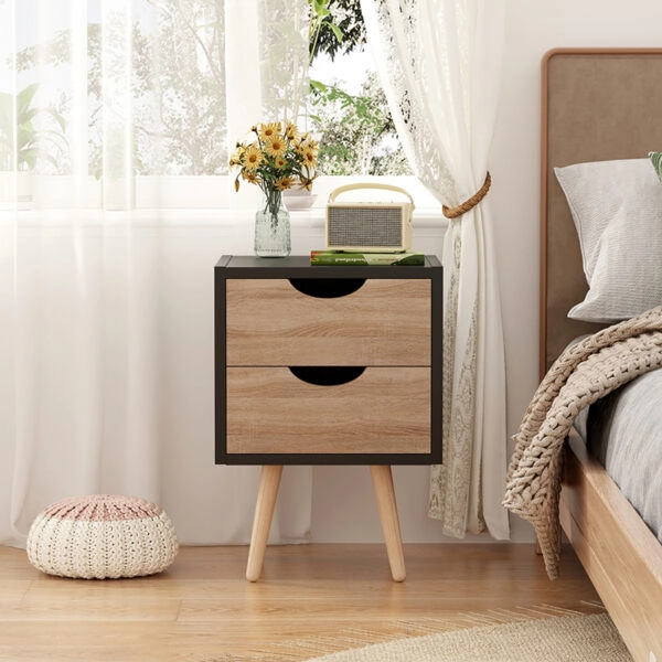 Κομοδίνο Selma  σε μαύρη-sonoma απόχρωση 29.7x29.7x45εκ