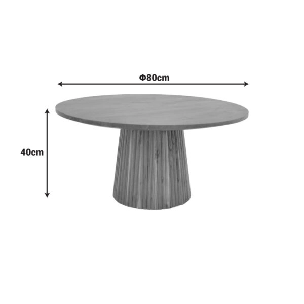 Τραπέζι σαλονιού Canicule ΙI μασίφ ξύλο ακακίας σε φυσική απόχρωση Φ80x40εκ