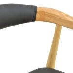 Πολυθρόνα Sandi  rubberwood σε φυσική απόχρωση με μαύρο pu μαξιλάρι 50x60x80εκ