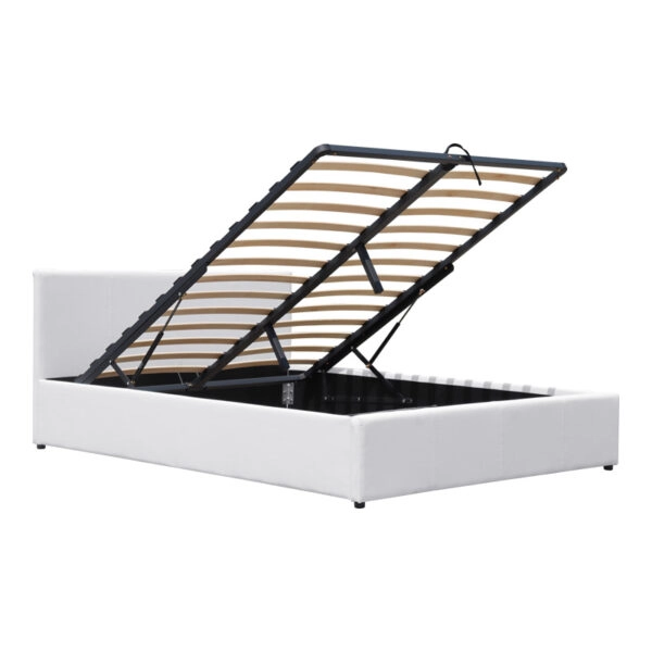 Κρεβάτι Dellia  με αποθηκευτικό χώρο pu λευκό 150x200εκ